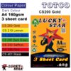 Lucky Star Color Paper A4 Dark Colour 3 sheet card 160gms - Gold