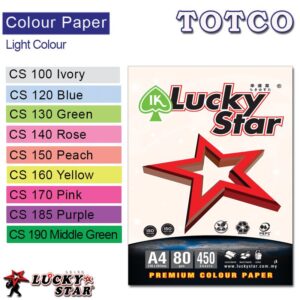 Lucky Star Color Paper A4 Light Colour 80gms