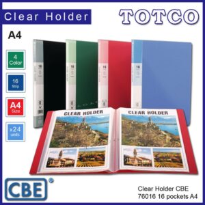 CBE Clear Holder Basal Colour A4 - 16 / 30 / 50 / 70 pockets