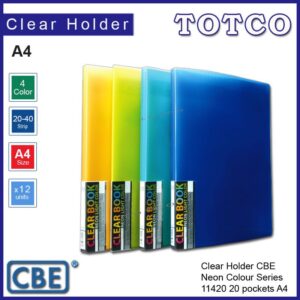CBE Clear Holder Neon Colour A4 - 20 / 40 pockets