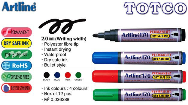 Artline EK-170 Permanent Marker Dry Safe Ink