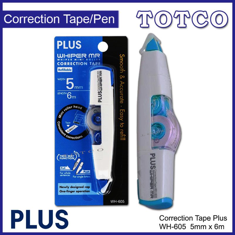 Plus WH605 Correction Tape Refillable (5mm x 6m) Totco Trading Sdn Bhd