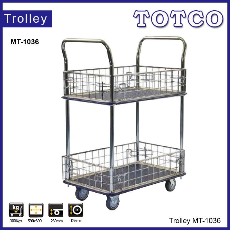 BP 2 Shelf Trolley With Iron Net MT-1036 300Kgs