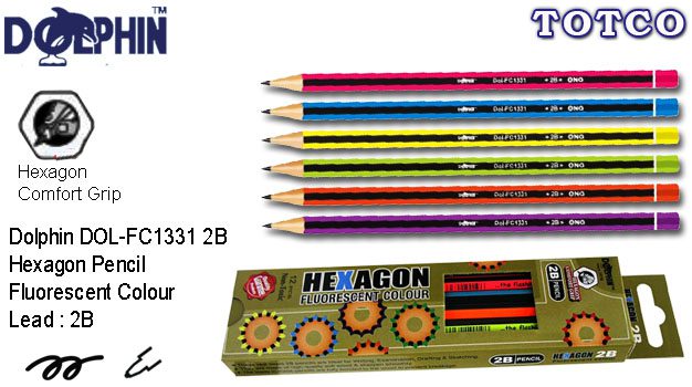 Dolphin 2B Pencil Fluorescent Colour Hexagon FC1331