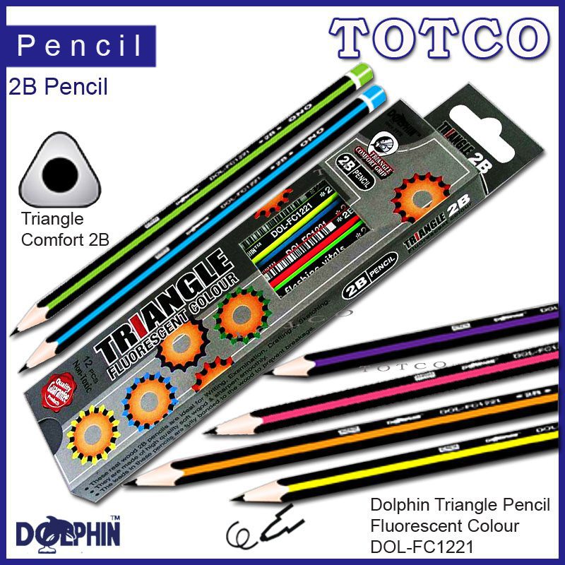 Dolphin 2B Pencil Fluorescent Colour Triangle FC1221