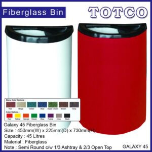 Fibreglass Semi Round Bin Galaxy 45 c/w 1/3 Ashtray & 2/3 Open Top
