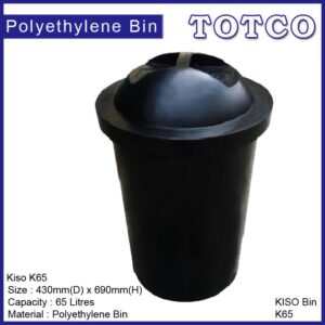 Polyethylene Bins Black Colour KISO 65L/95L/120L