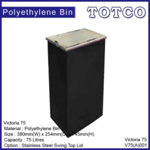 Polyethylene Bins With Stainless Steel Swing Top VICTORIA 75 ST