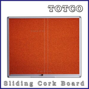 Sliding Glass Board - Cork Board Aluminium Frame