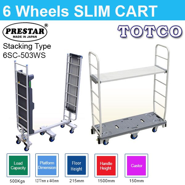 Slim Cart 6SC-503-WS Prestar Plastic Platform Stacking Type 500Kgs