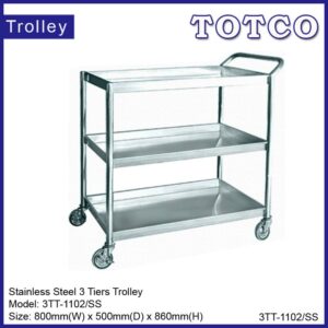 Stainless Steel 3 Tiers Trolley