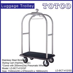 Stainless Steel Birdcage Styling Cart LD-BCT-412/SS (Hairline Finish)