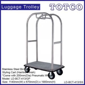 Stainless Steel Birdcage Styling Cart LD-BCT-413/SS (Hairline Finish)