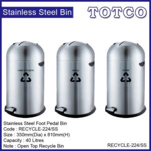 Stainless Steel Foot Pedal Open Top Recycle Bin RECYCLE-224/SS
