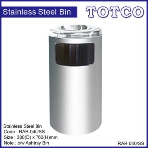 Stainless Steel Litter Bin c/w Ashtray Top -040/SS