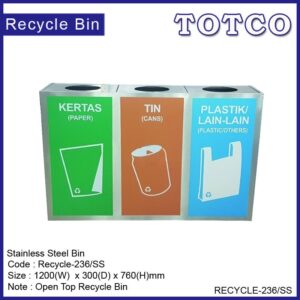 Stainless Steel Rectangular Open Top Recycle Bin RECYCLE-236/SS