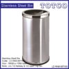 Stainless Steel Round Waste Bin c/w 1/2 Ashstray & 1/2 Open Top -087/SS