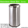 Stainless Steel Round Waste Bin c/w 1/2 Ashstray & 1/2 Open Top -087/SS