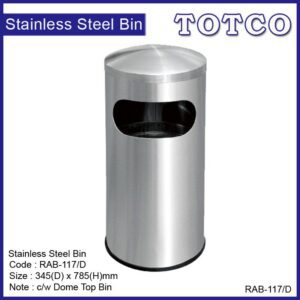Stainless Steel Round Waste Bin c/w Dome Top RAB-117/D
