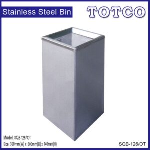 Stainless Steel Square Waste Bin c/w Open Top-126/OT