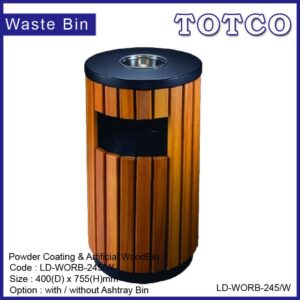 Powder Coating Wood Round Waste Bin LD-WORB-245/W