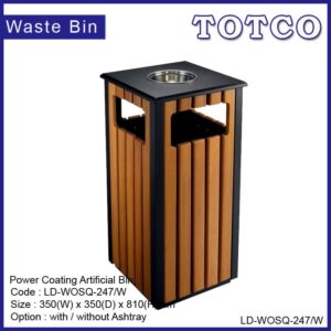 Powder Coating Wood Round Waste Bin LD-WOSQ-247/W