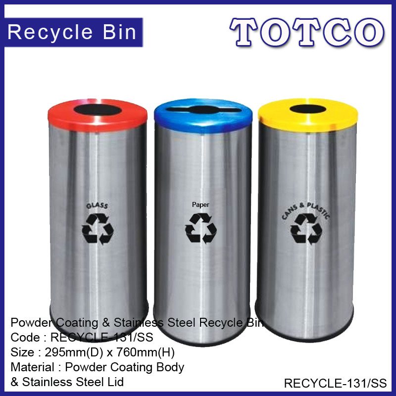 Round Recycle Bins c/w S/S Body & Mild Steel Cover RECYCLE-131/SS