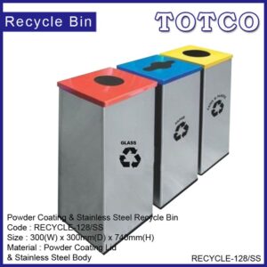 Square Recycle Bins c/w S/S Body & Mild Steel Cover RECYCLE-128/SS