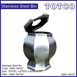 Stainless Steel Design Waste Bin c/w Open Top RAB-144/OT