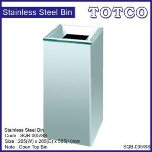 Stainless Steel Open Top Square Litter Bin