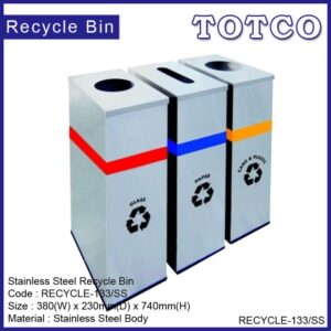 Stainless Steel Rectangular Recycle Bins RECYCLE-133/SS