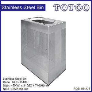 Stainless Steel Rectangular Waste Bin c/w Open Top