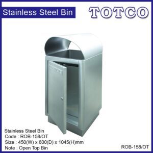 Stainless Steel Rectangular Waste Bin c/w Open Top ROB-158/OT
