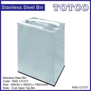 Stainless Steel Rectangular Waste Bin c/w Oval Top Opening RAS-121/OT