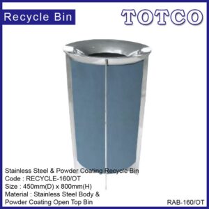 Stainless Steel Round Waste Bin c/w Open Top-160/OT
