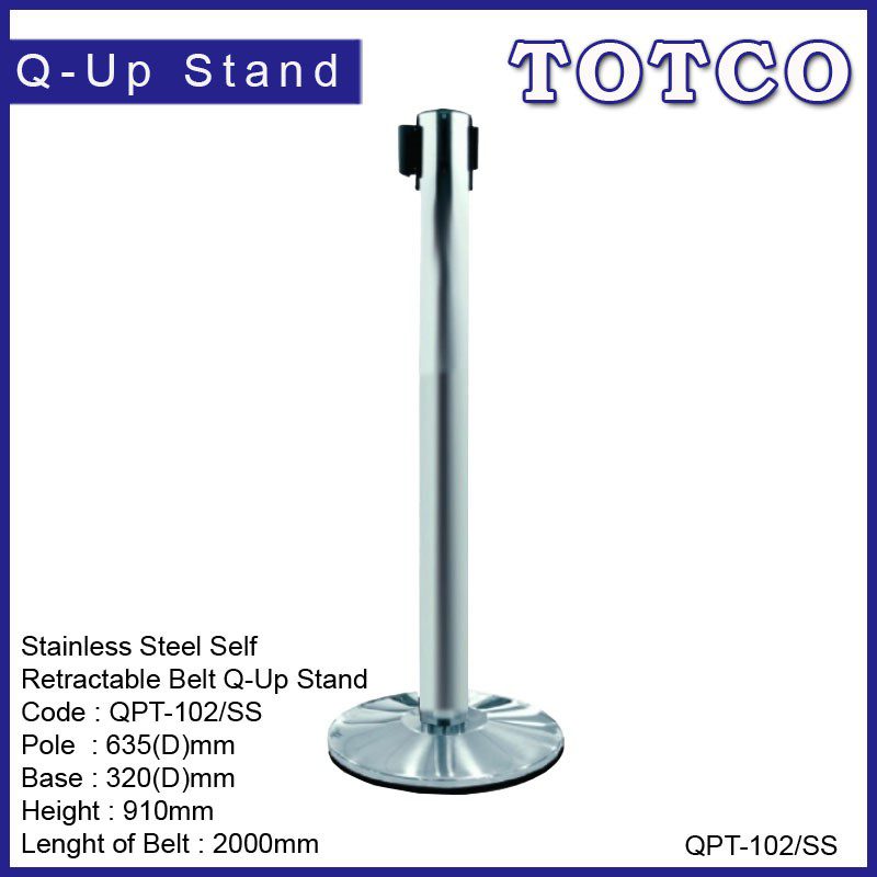 Stainless Steel Self Retractable Belt Q - Up Stand QPT-102/SS