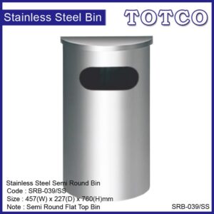 Stainless Steel Semi Round Bin c/w Flat Top
