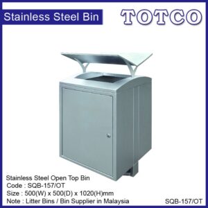 Stainless Steel Square Waste Bin c/w Open Top SQB-157/OT