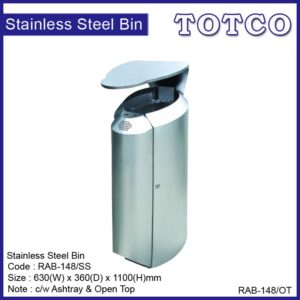 Stainless Steel Waste Bin c/w Open Top and Ashtray RAB-148/OT