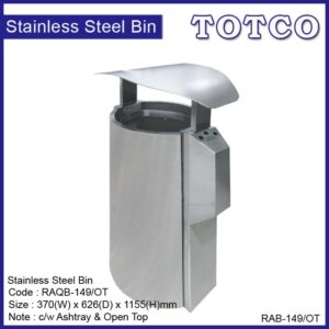 Stainless Steel Waste Bin c/w Open Top and Ashtray RAB-149/OT