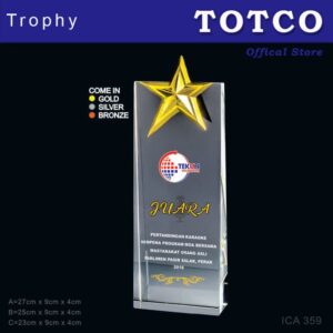 3D Emboss Star Crystal Trophy ICA 359