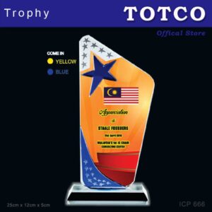 3D Emboss Star Crystal Trophy ICP 666