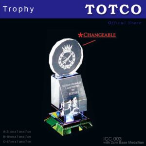Crystal 3D Inner Laser Series ICC 003 with 2cm Base Medallian