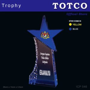 Crystal Trophy with Eco-Friendly Everlasting Direct UV Emboss Printing & Inner Laser ICP 046