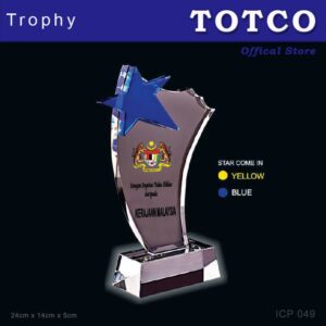 Crystal Trophy with Eco-Friendly Everlasting Direct UV Emboss Printing & Inner Laser ICP 049