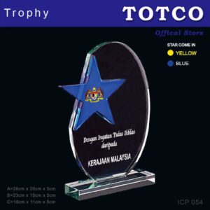 Crystal Trophy with Eco-Friendly Everlasting Direct UV Emboss Printing & Inner Laser ICP 054