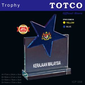 Crystal Trophy with Eco-Friendly Everlasting Direct UV Emboss Printing & Inner Laser ICP 058