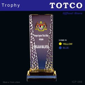 Crystal Trophy with Eco-Friendly Everlasting Direct UV Emboss Printing & Inner Laser ICP 066