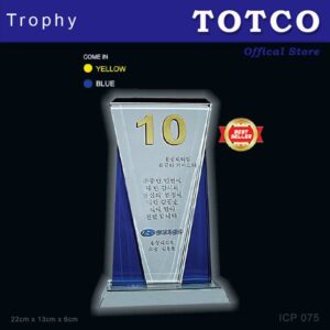 Crystal Trophy with Eco-Friendly Everlasting Direct UV Emboss Printing & Inner Laser ICP 075