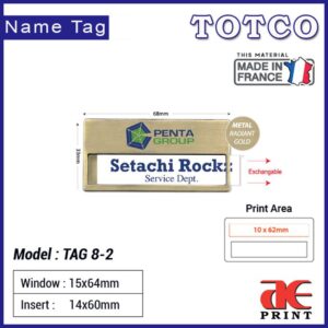 Reusable Name Tag Metal Radiant Gold TAG8-2 (68 x 33mm)